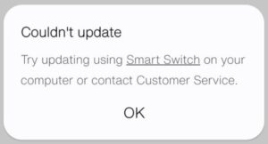 Couldn't update on Samsung